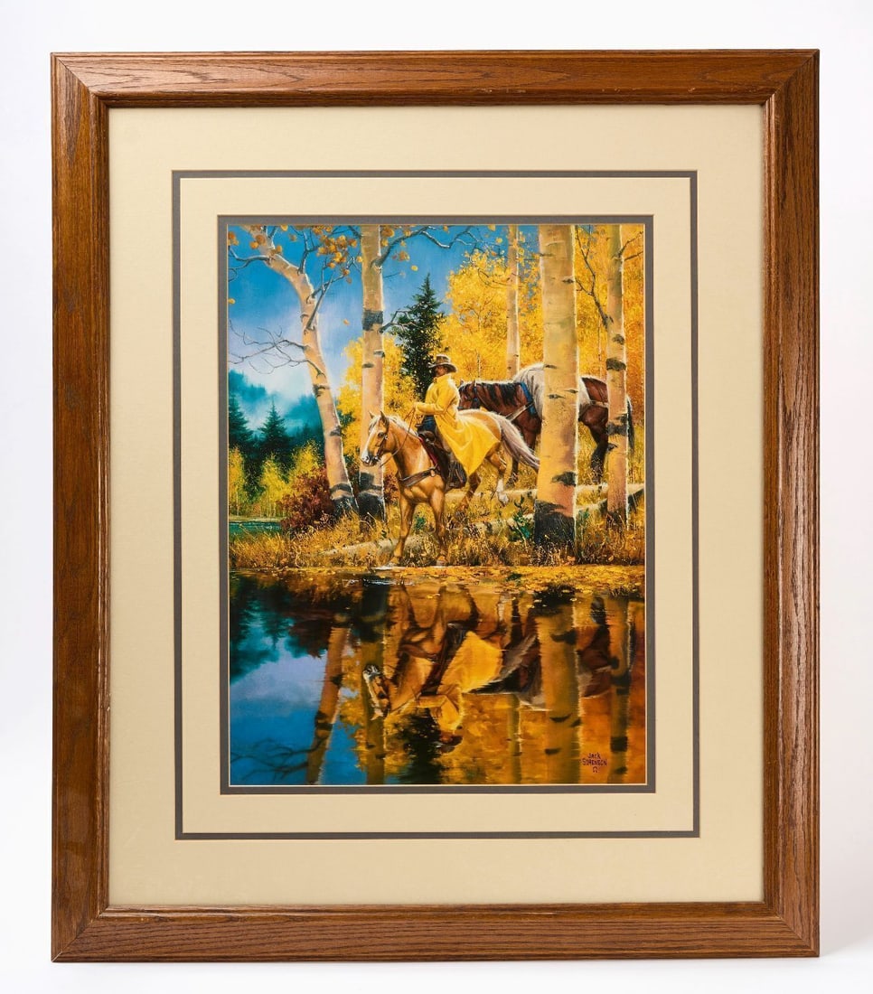 Large Jack Sorenson 'When All That Glitters' Print: Jack Sorenson - 'When All That Glitters'. Framed print on paper. 20th century. Frame: H 38-1/8 in. W 32-1/2 in.
