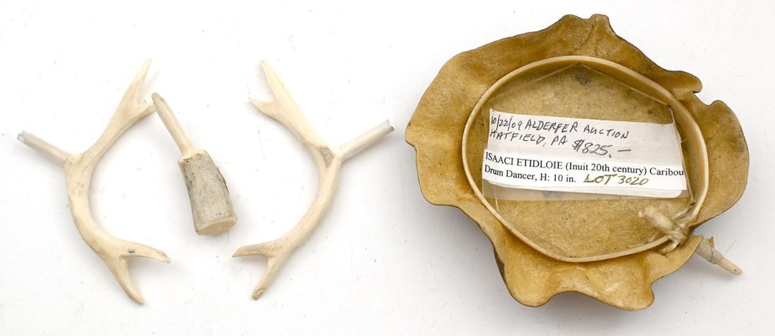 Grouping of Inuit and Native American Objects, Including Isaaci Etidloie Caribou Drum Dancer - 5