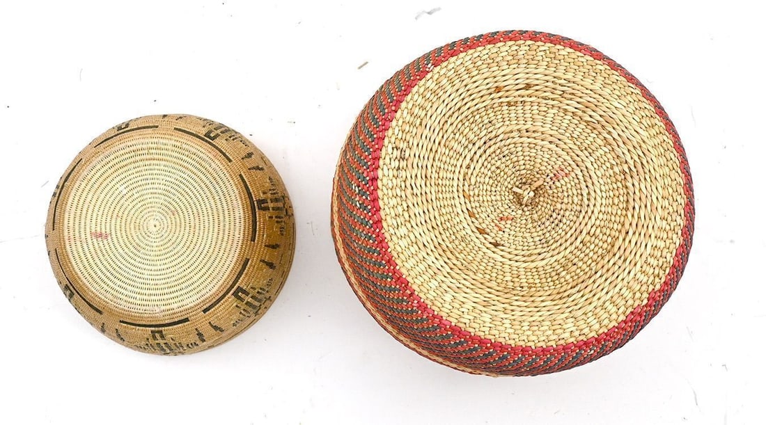 Group of Woven Baskets and Birch Bark Basket - 7