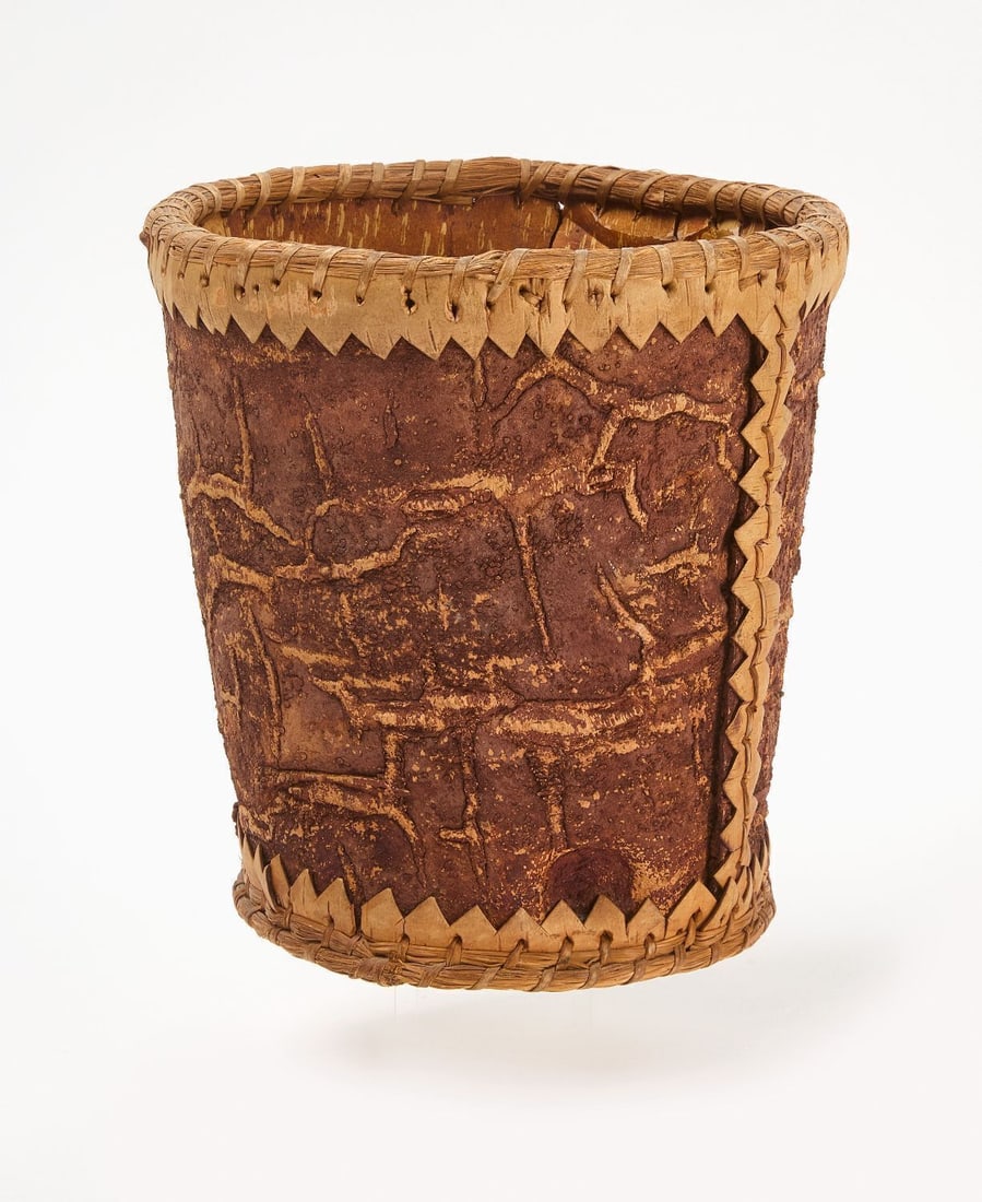 Group of Woven Baskets and Birch Bark Basket - 8