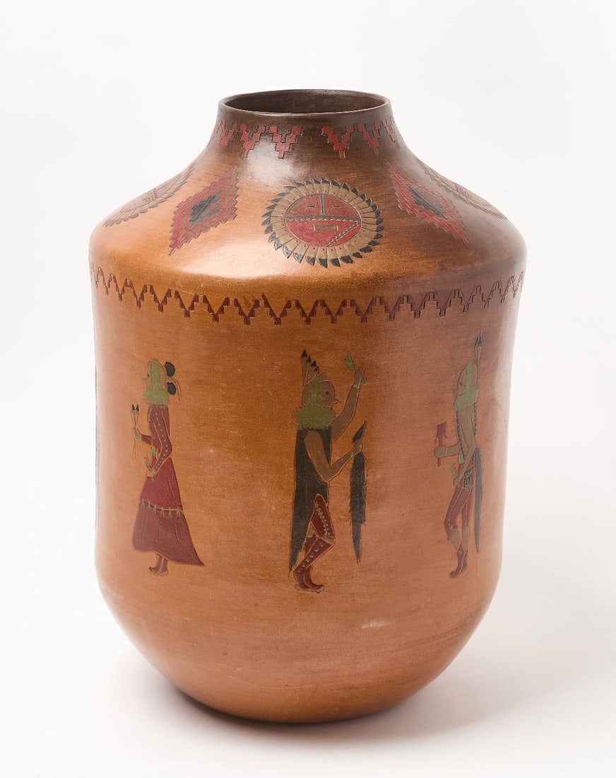 Lorraine Williams Navajo Vessel: Lorraine Williams signed Navajo painted pottery vessel. Contemporary. H 20 in. D 14 in.