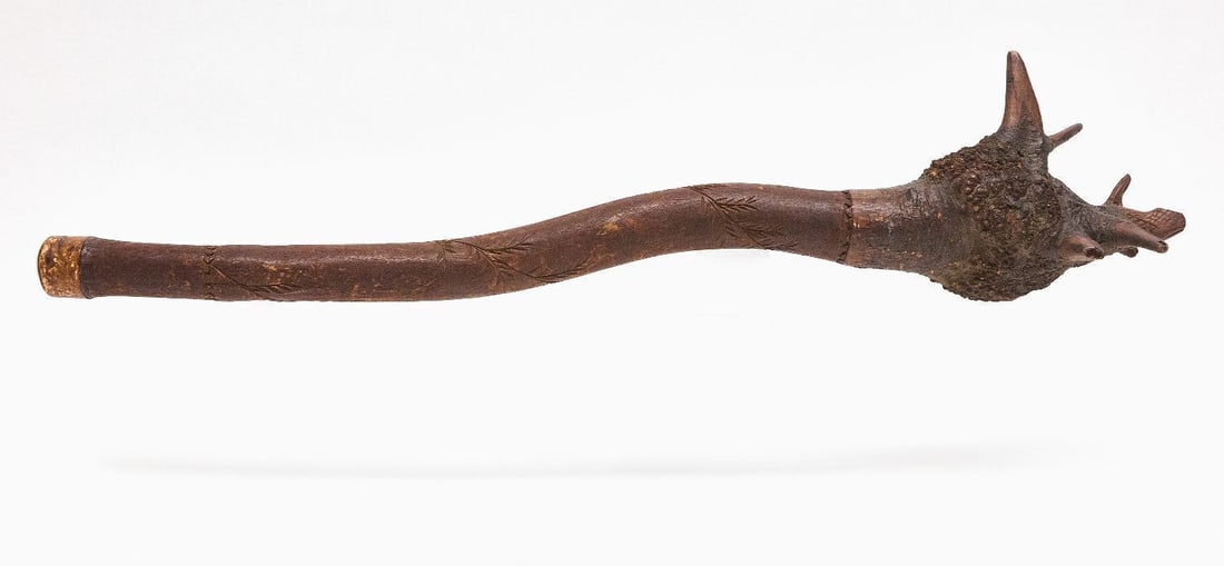 Native American Rootball Ceremonial Club, Catlinite Pipe Bowl, and Tablet - 5