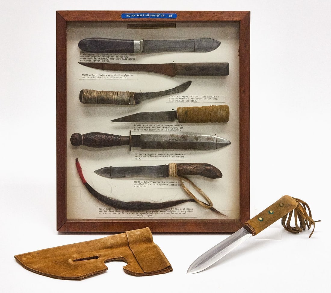 Framed Series of Native American Scalping Knives, and One Other (1 of 1)