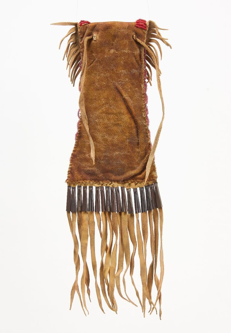 Plains Beaded Hide Strike-a-Lite Bag with Applied Coin - 2