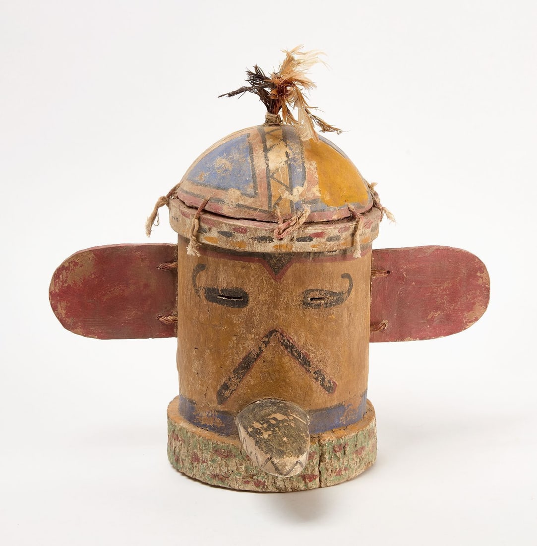 Hopi Kachina Ceremonial Mask: Kachina mask. Mid-20th century. H 14 in. D 7 in.