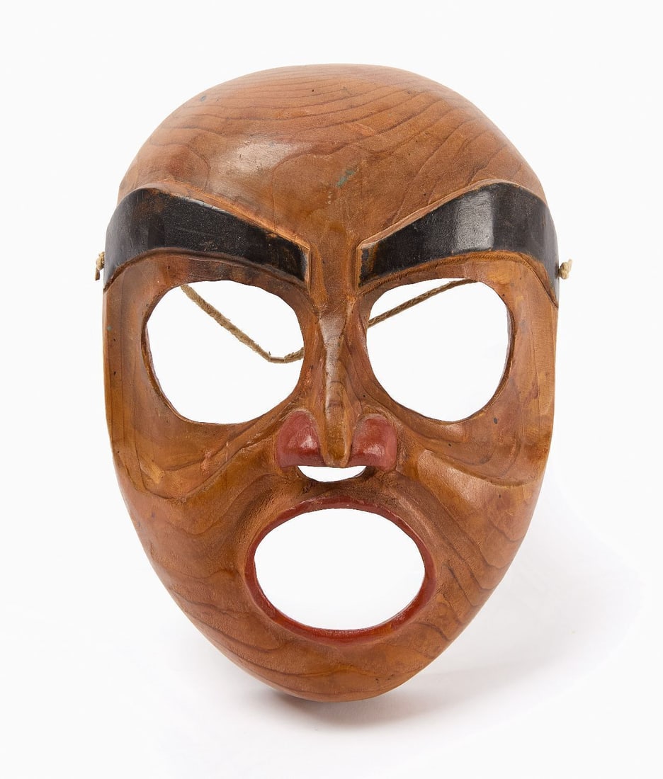 Native American Mask: Native American mask. Carved wood with original paint. 20th century. L 8-7/8 in. W 6-1/2 in.