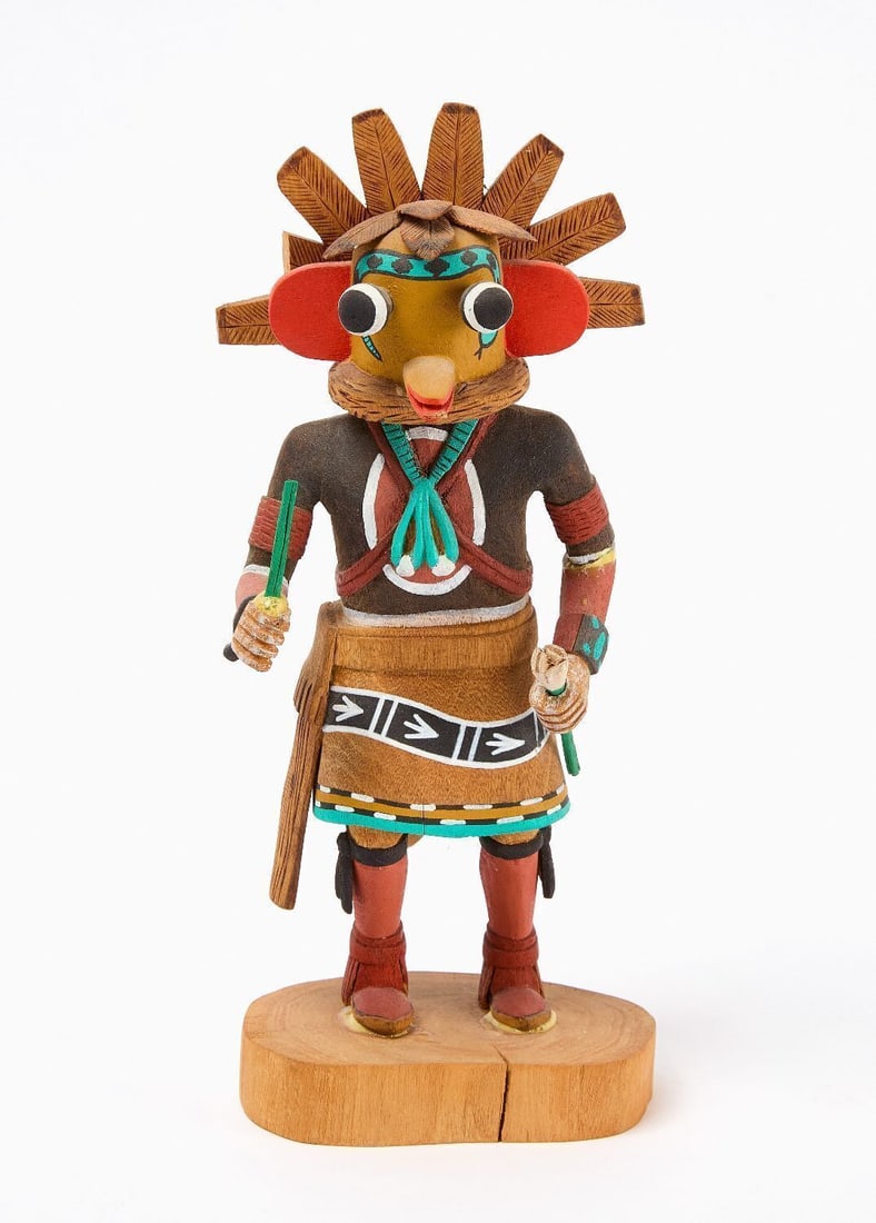 Melbert Pongyesva Racer Snake Kachina Doll: Melbert Pongyesva- 'Racer Snake' kachina doll. Carved wood with original paint. 20th century. H 10 in.