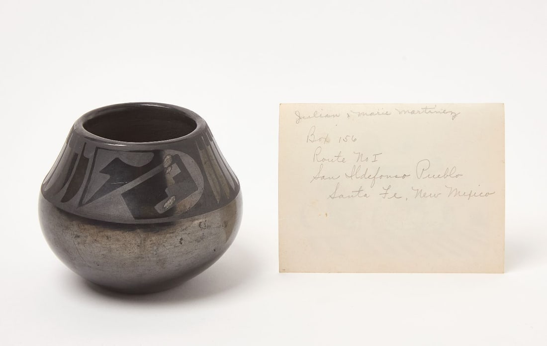Maria and Santana Blackware Pottery Bowl with Photograph - 2