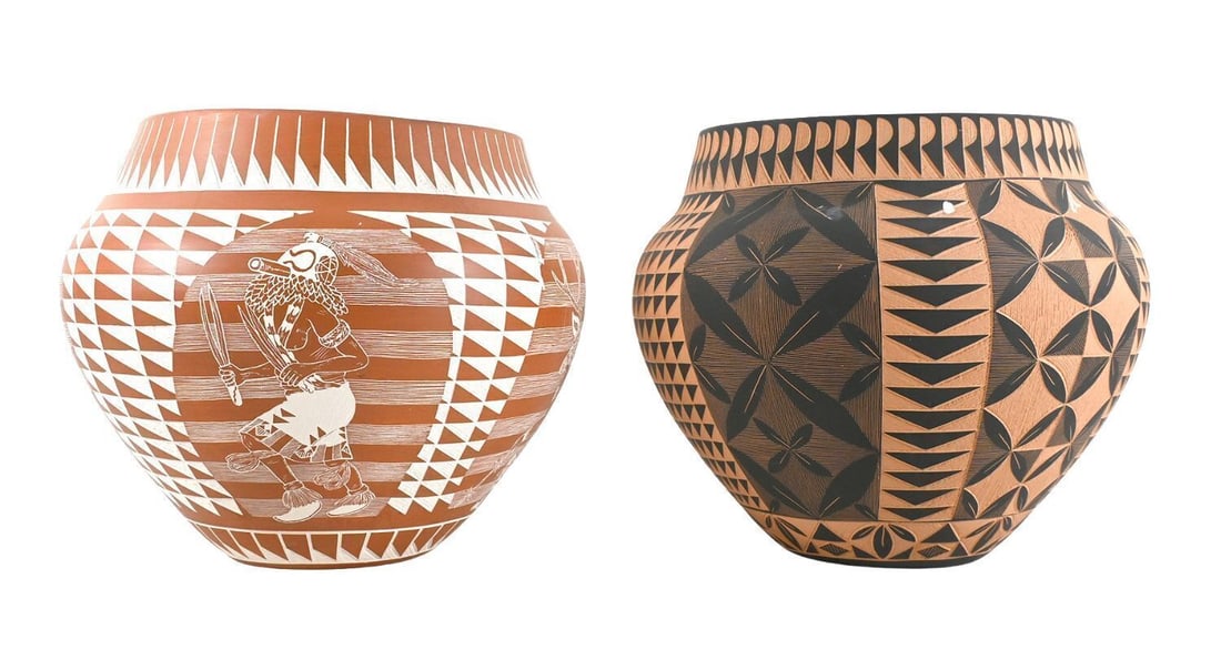 Two Signed Acoma Pottery Jars by Shdiya'araits'a (1 of 4)