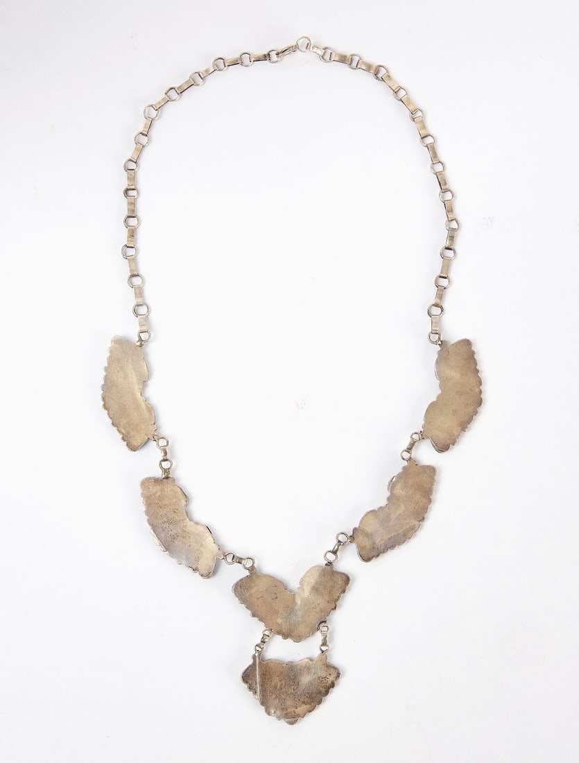 Navajo Silver Necklace with Turquoise - 2
