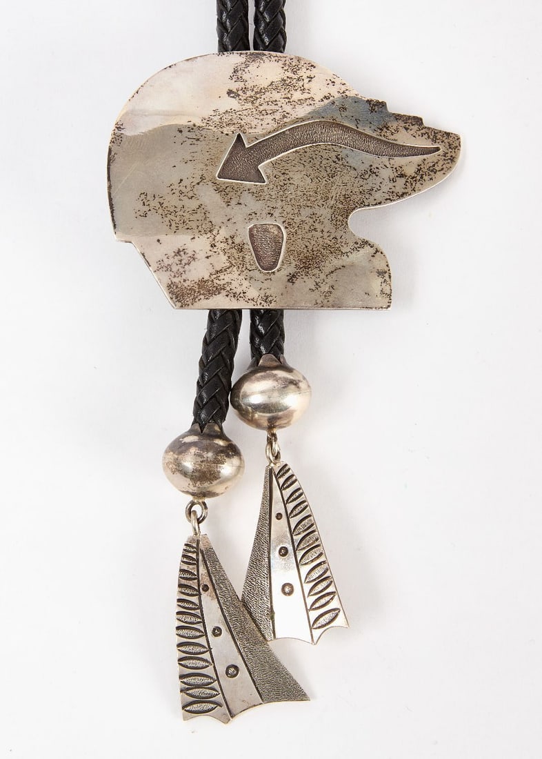 Native American Silver Bolo Tie - 2