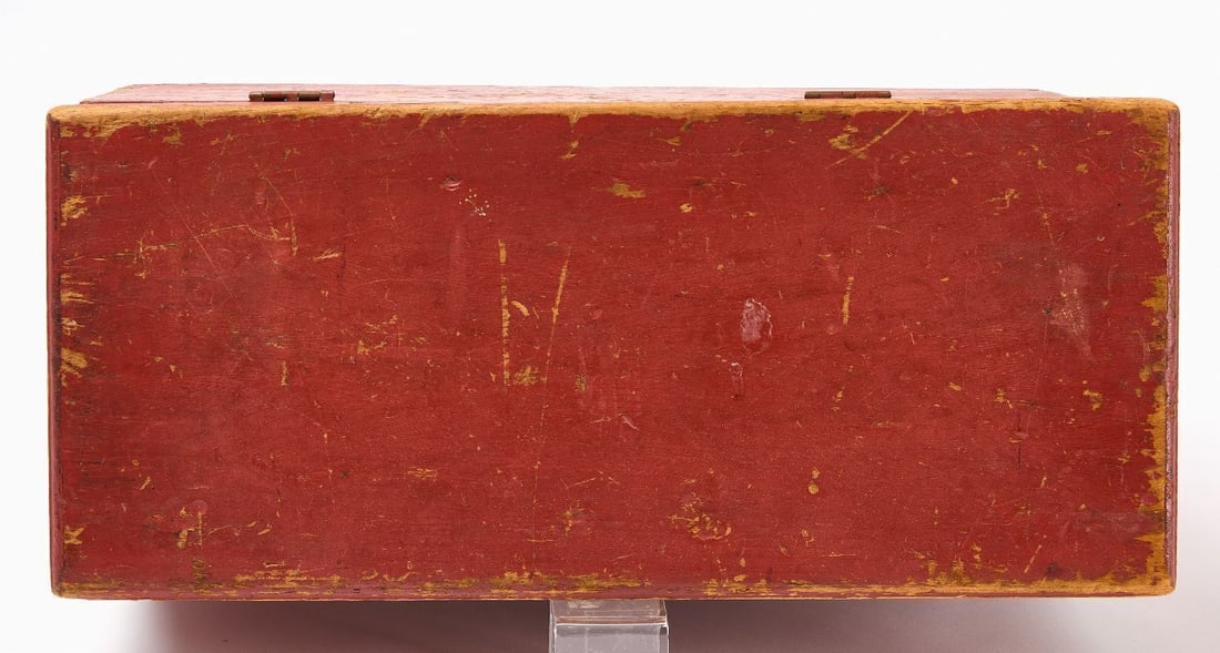 Miniature Blanket Chest in Red Paint - 3