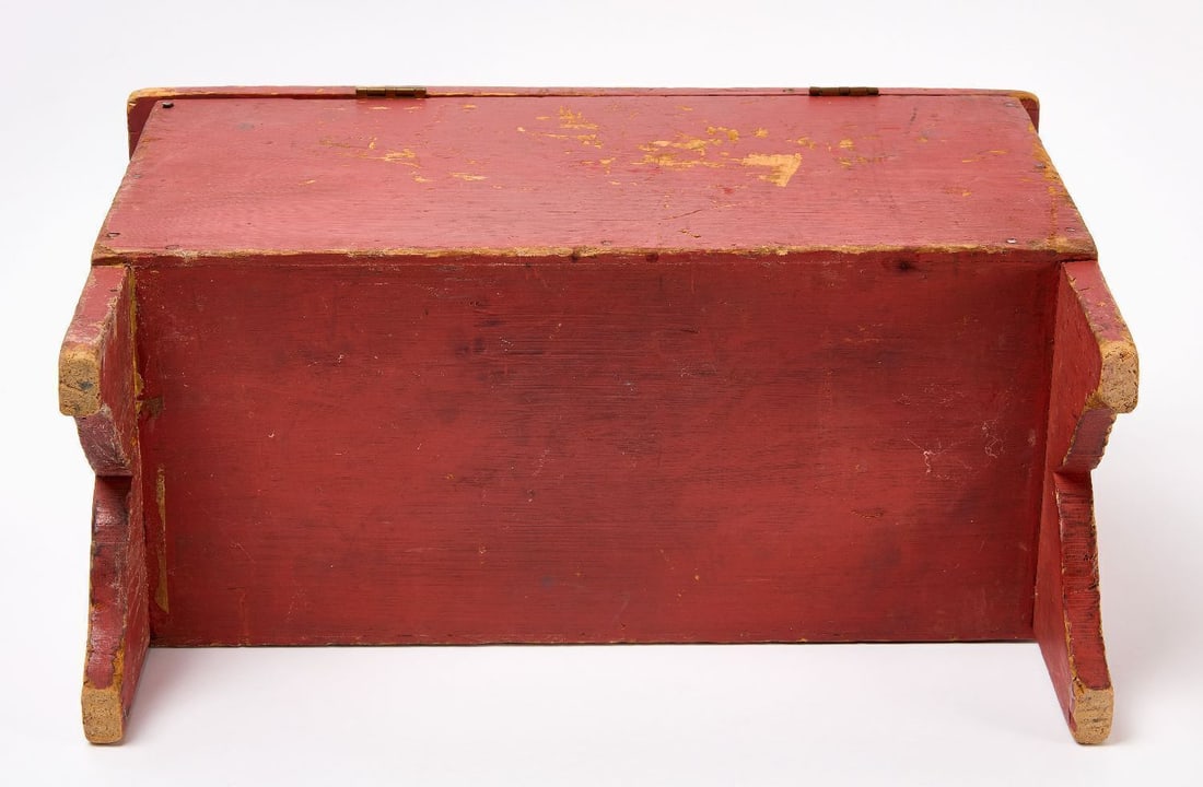 Miniature Blanket Chest in Red Paint - 6