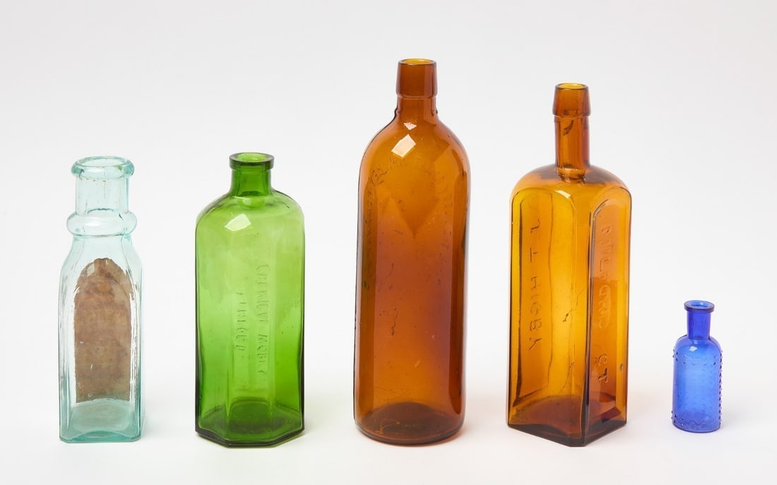 Group of Glass Bottles with Quilted Poison - 2