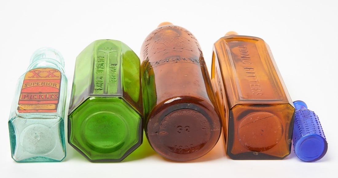 Group of Glass Bottles with Quilted Poison - 3