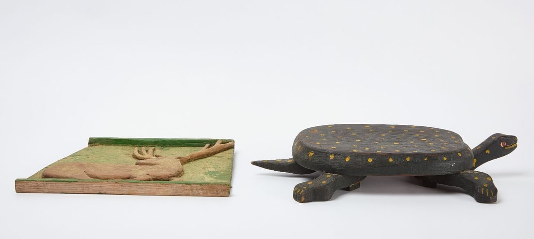 Folk Art Turtle and Deer Plaque - 2