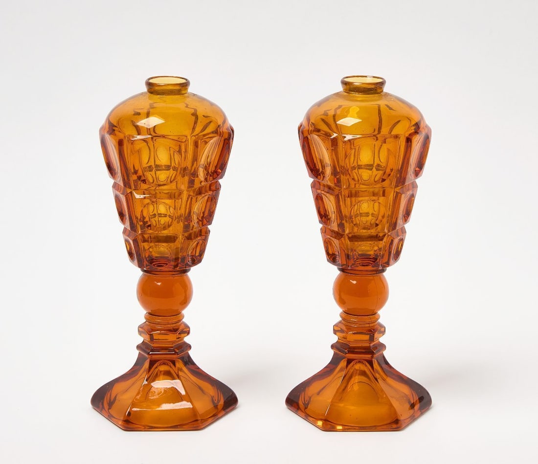 Pair of Westmoreland Oil Lamps - 2