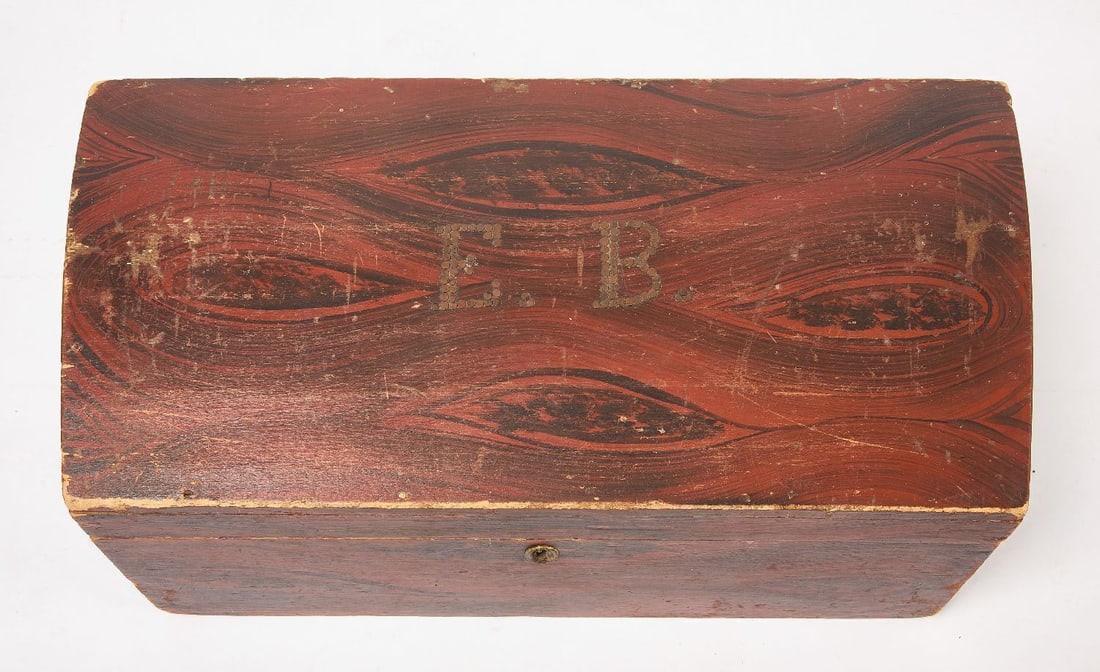Paint-Decorated Dome Top Trunk, initialed 'EB' - 3