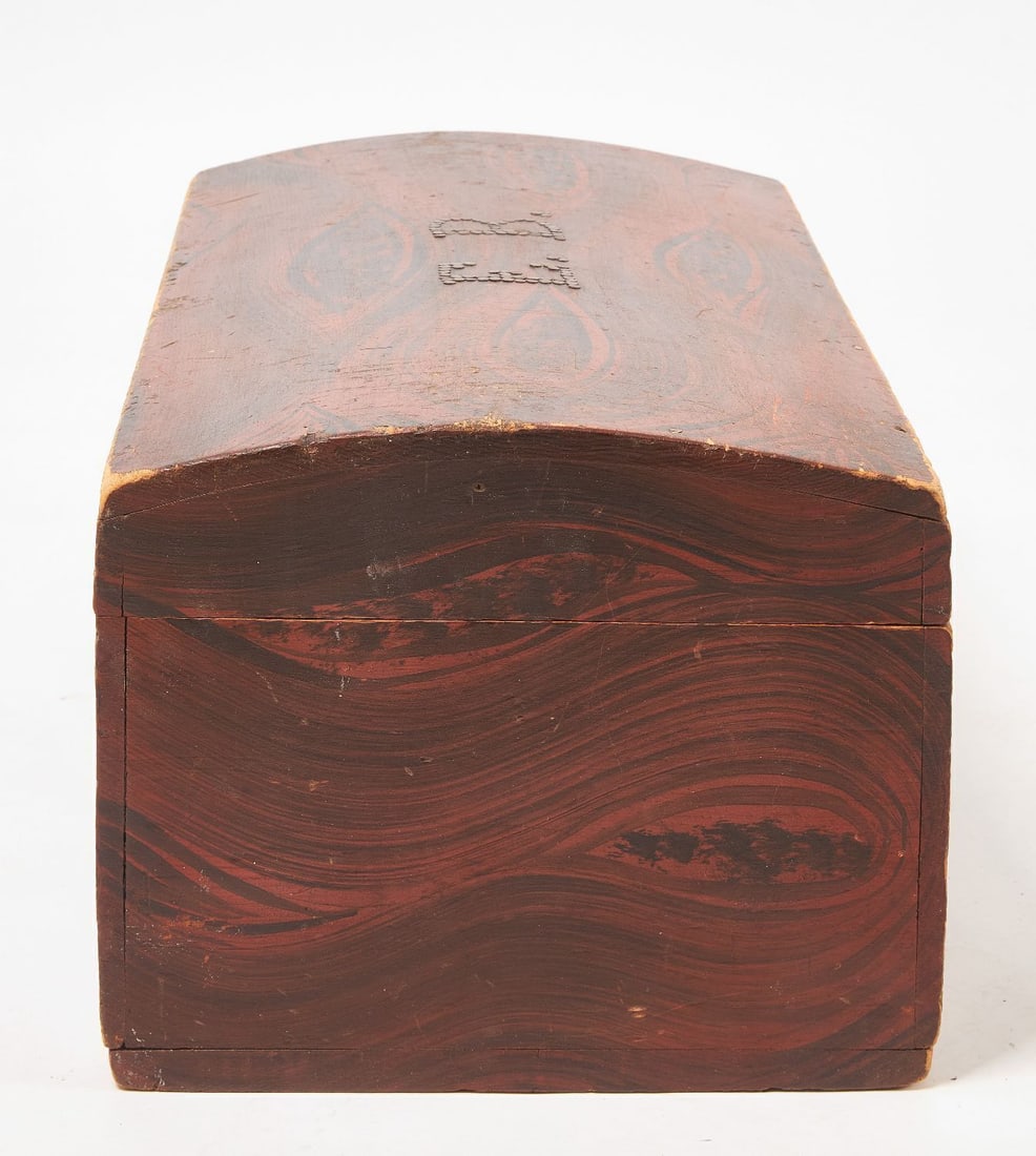 Paint-Decorated Dome Top Trunk, initialed 'EB' - 4