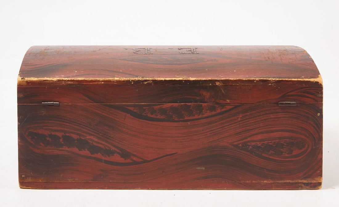 Paint-Decorated Dome Top Trunk, initialed 'EB' - 5