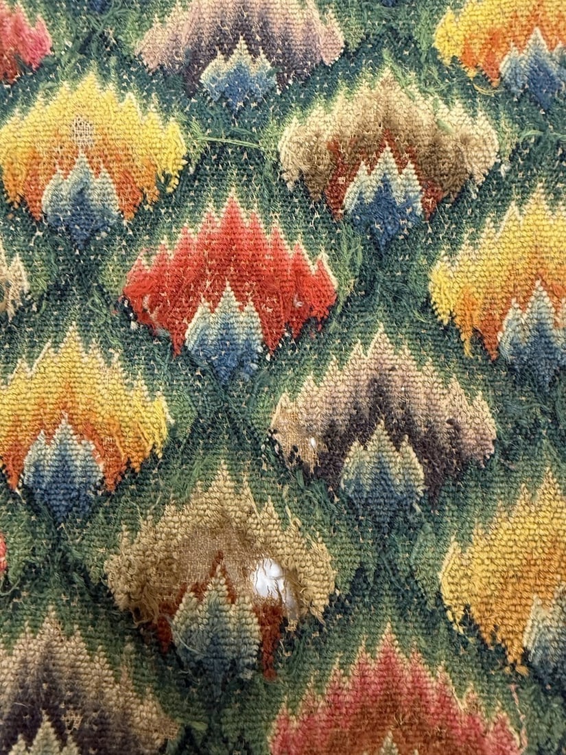 Early Flame Stitch Seat Cover - 3