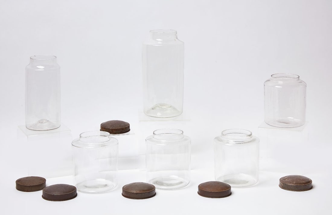 Six Blown Glass Storage Containers - 2