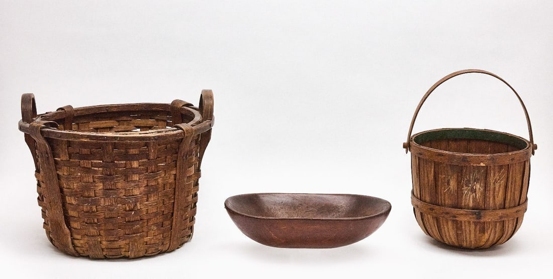 Two Gathering Baskets and Small Trencher - 2