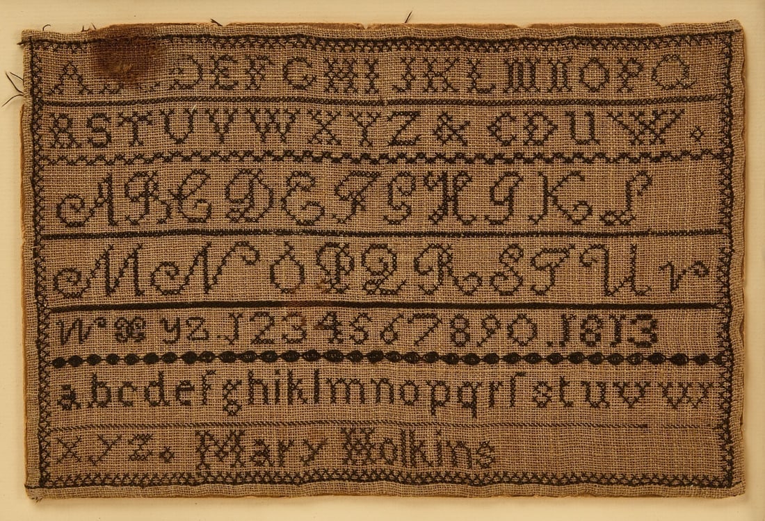 Two Needlework Samplers and Quilt Fragment - 2