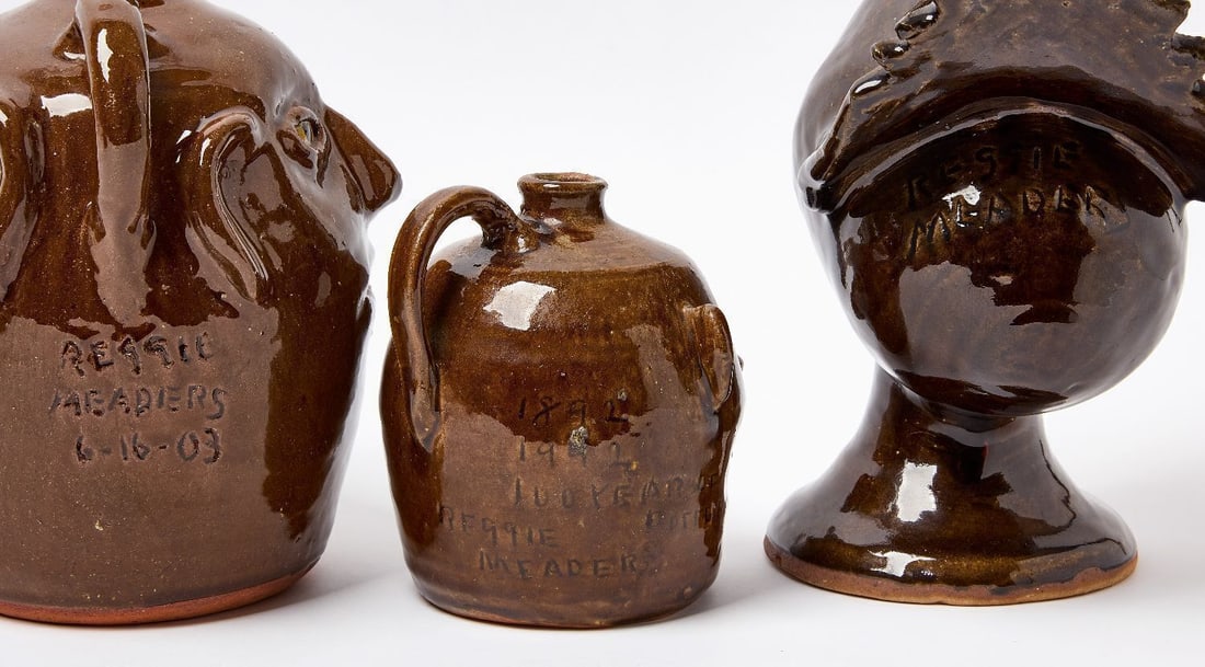 Four Pieces of Folk Art Pottery by Reggie Meaders - 4