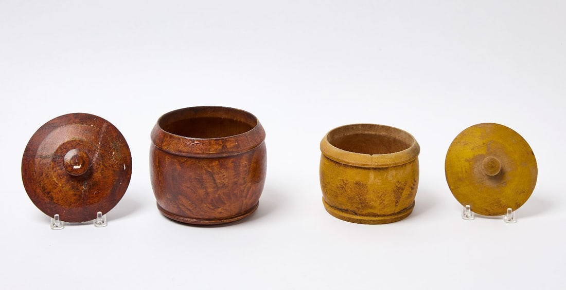 Two Pennsylvania Painted Covered Sugar Bowls - 2