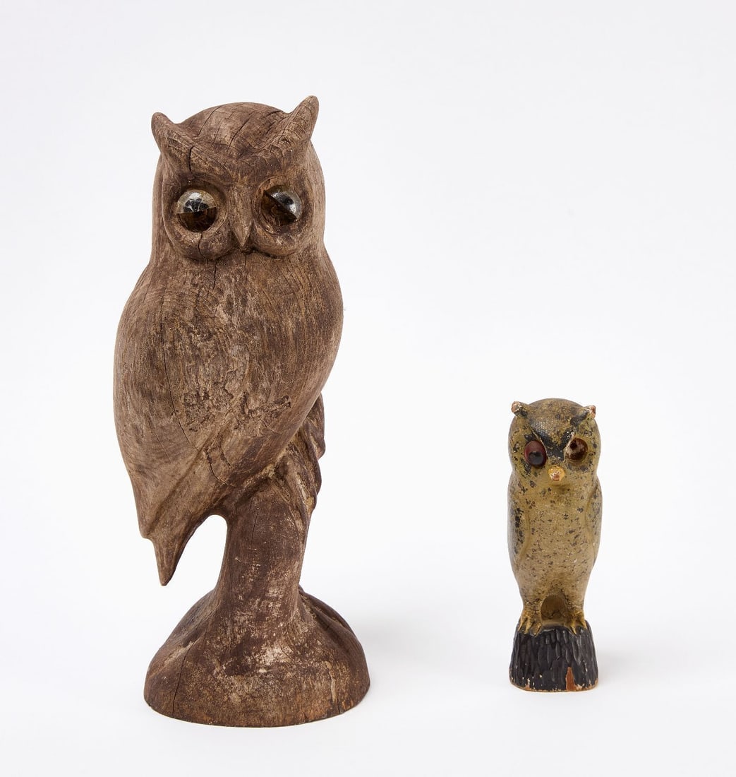 Two Carved Folk Art Owls (1 of 4)