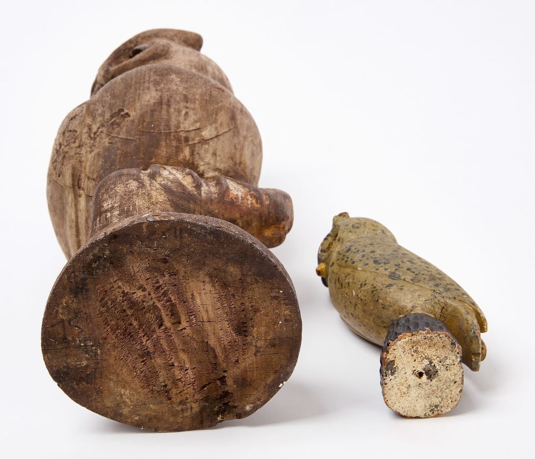 Two Carved Folk Art Owls - 4