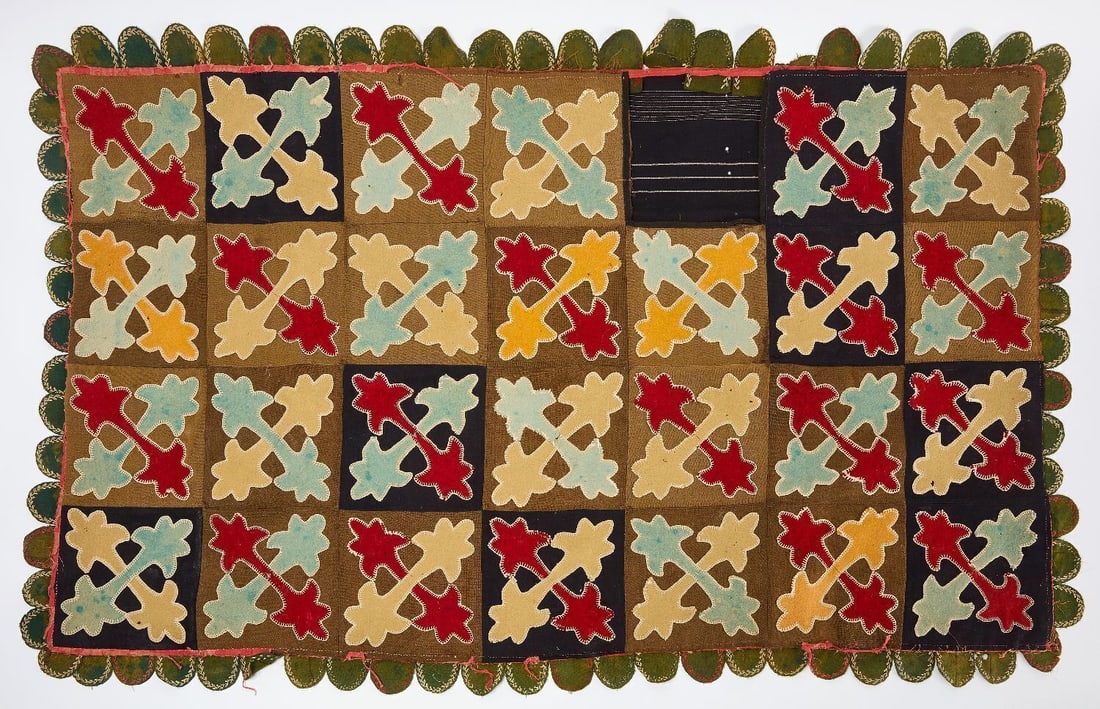 Applique Table Cover: Applique table cover. American, 19th century. L 31-3/4 in. W 50-1/4 in.