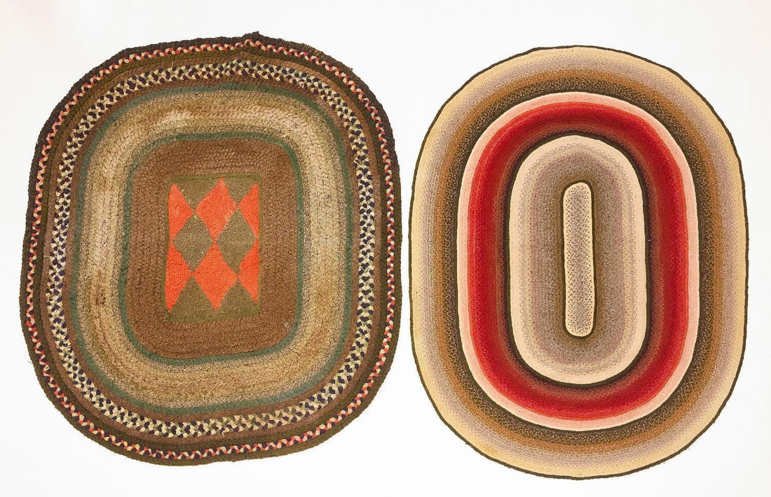 Four Braided Rugs, Grain Painted Pedestal, and Child's High Back Chair (1 of 14)