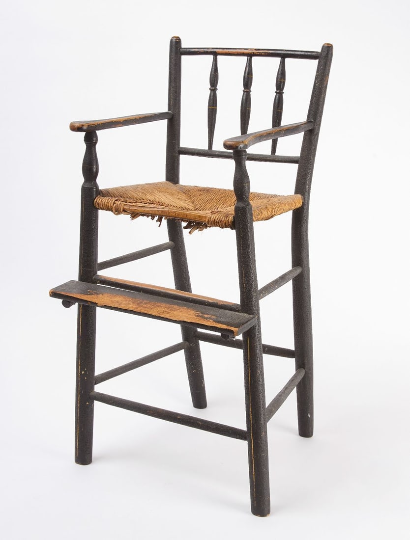 Four Braided Rugs, Grain Painted Pedestal, and Child's High Back Chair - 2