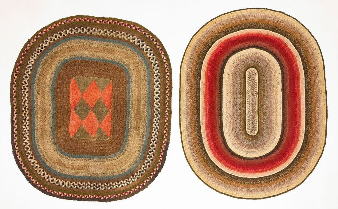 Four Braided Rugs, Grain Painted Pedestal, and Child's High Back Chair - 4