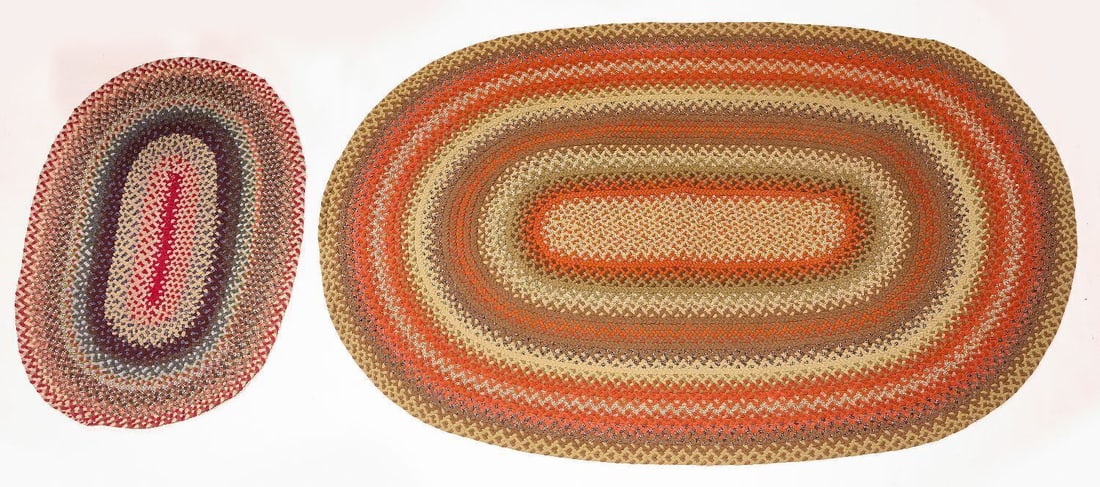 Four Braided Rugs, Grain Painted Pedestal, and Child's High Back Chair - 5