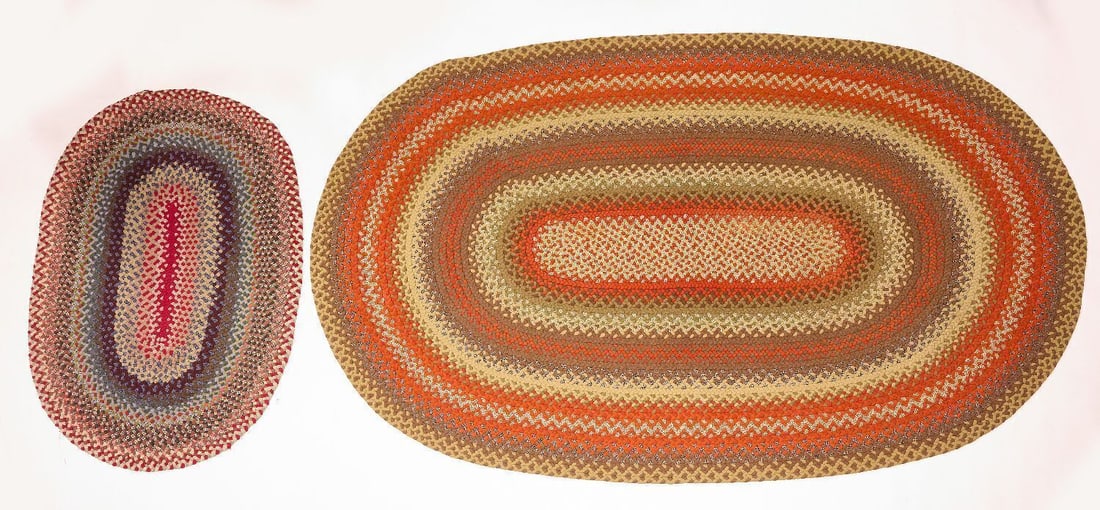 Four Braided Rugs, Grain Painted Pedestal, and Child's High Back Chair - 6