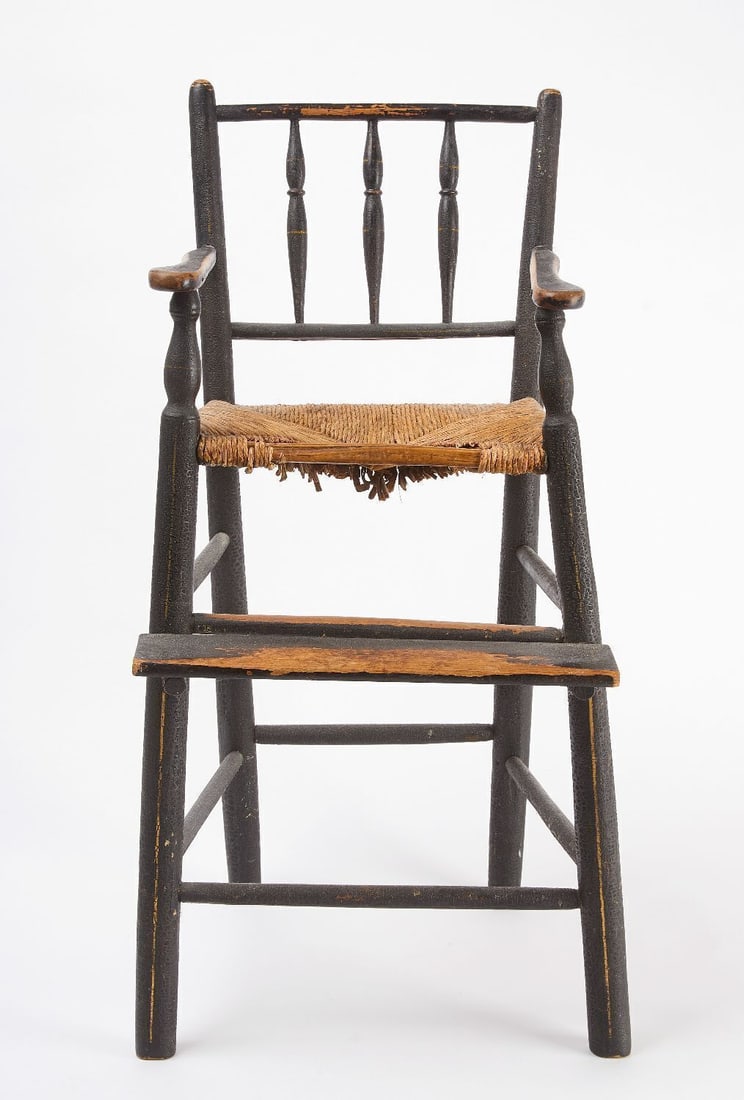 Four Braided Rugs, Grain Painted Pedestal, and Child's High Back Chair - 7