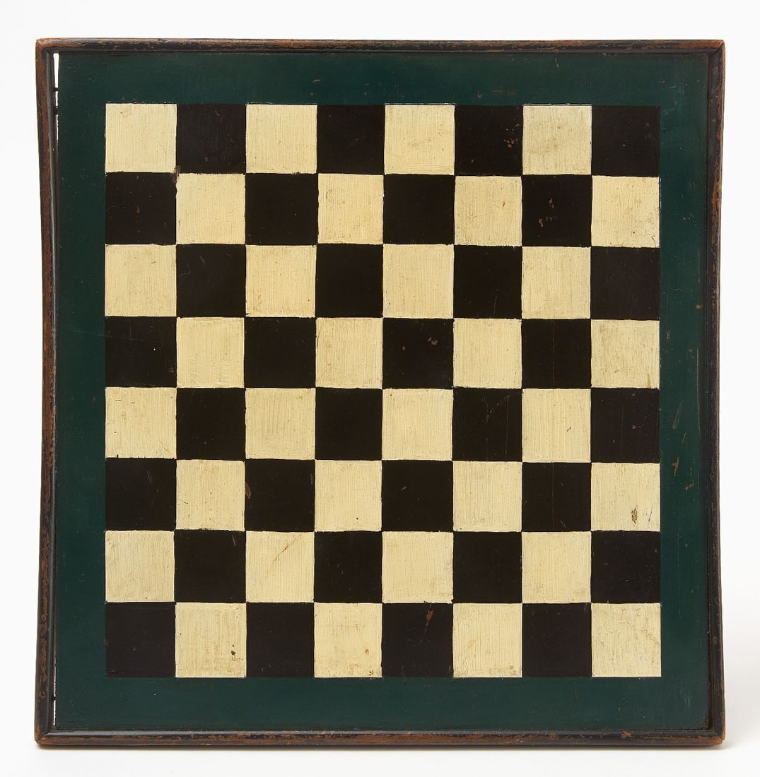 Checkers Gameboard: Checkers gameboard. Original paint on framed wood panel. American, late 19th century. H 14-1/2 in. W 14 in.
