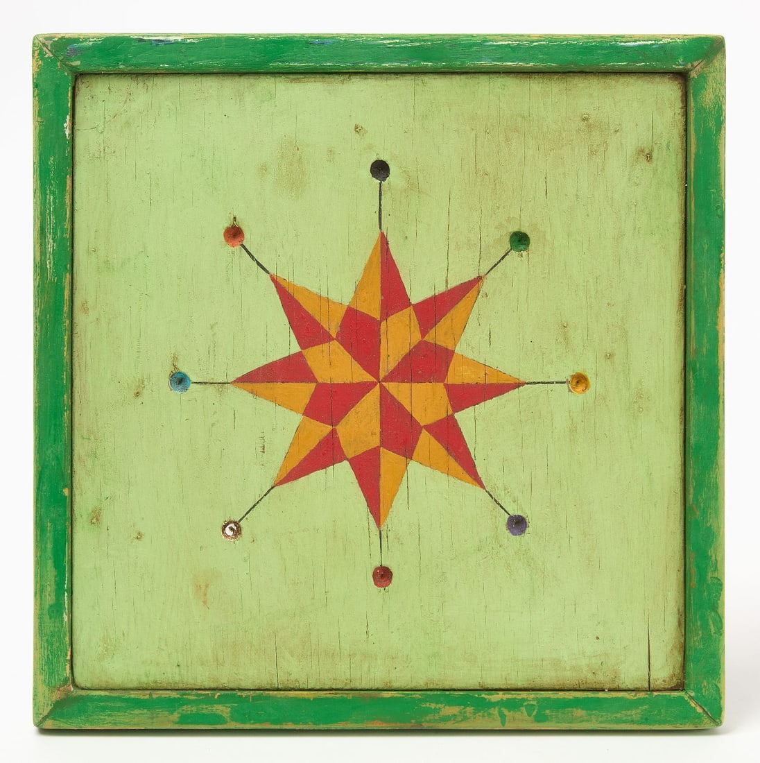 Parcheesi Gameboard with Checkers: Parcheesi gameboard with checkers on reverse. Original paint on framed wood panel. American, late 19th century. H 13-1/2 in. W 13-1/2 in.