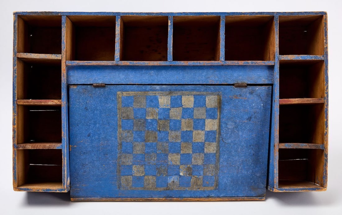 Painted Compartment Box with Checkers - 3