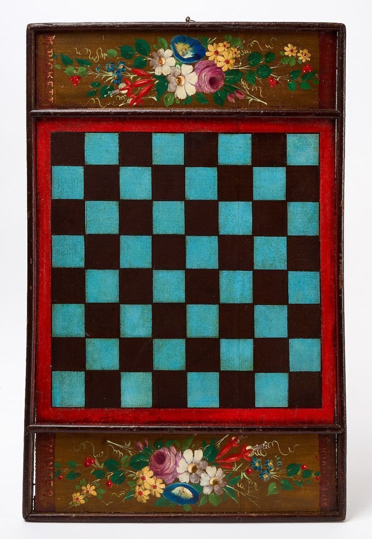 Checkers Gameboard with Flowers (1 of 4)
