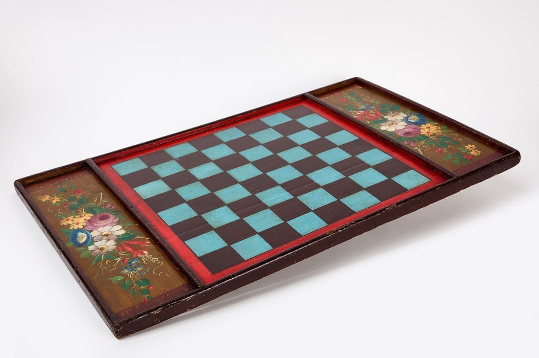 Checkers Gameboard with Flowers - 4