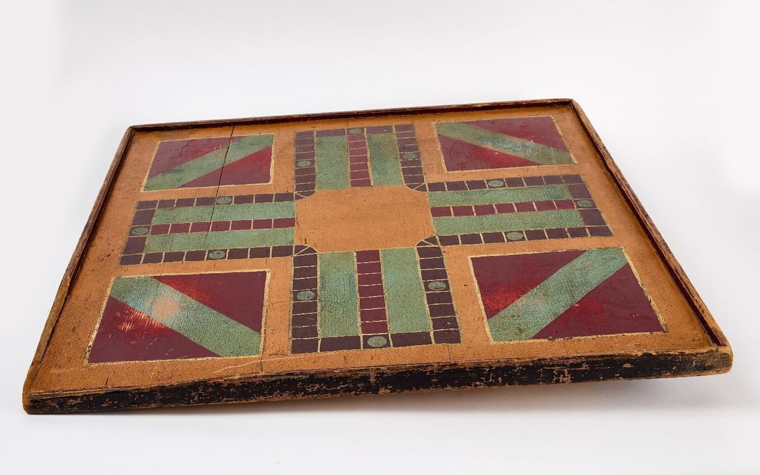 Rare Quebec Parcheesi Gameboard with Checkers - 4