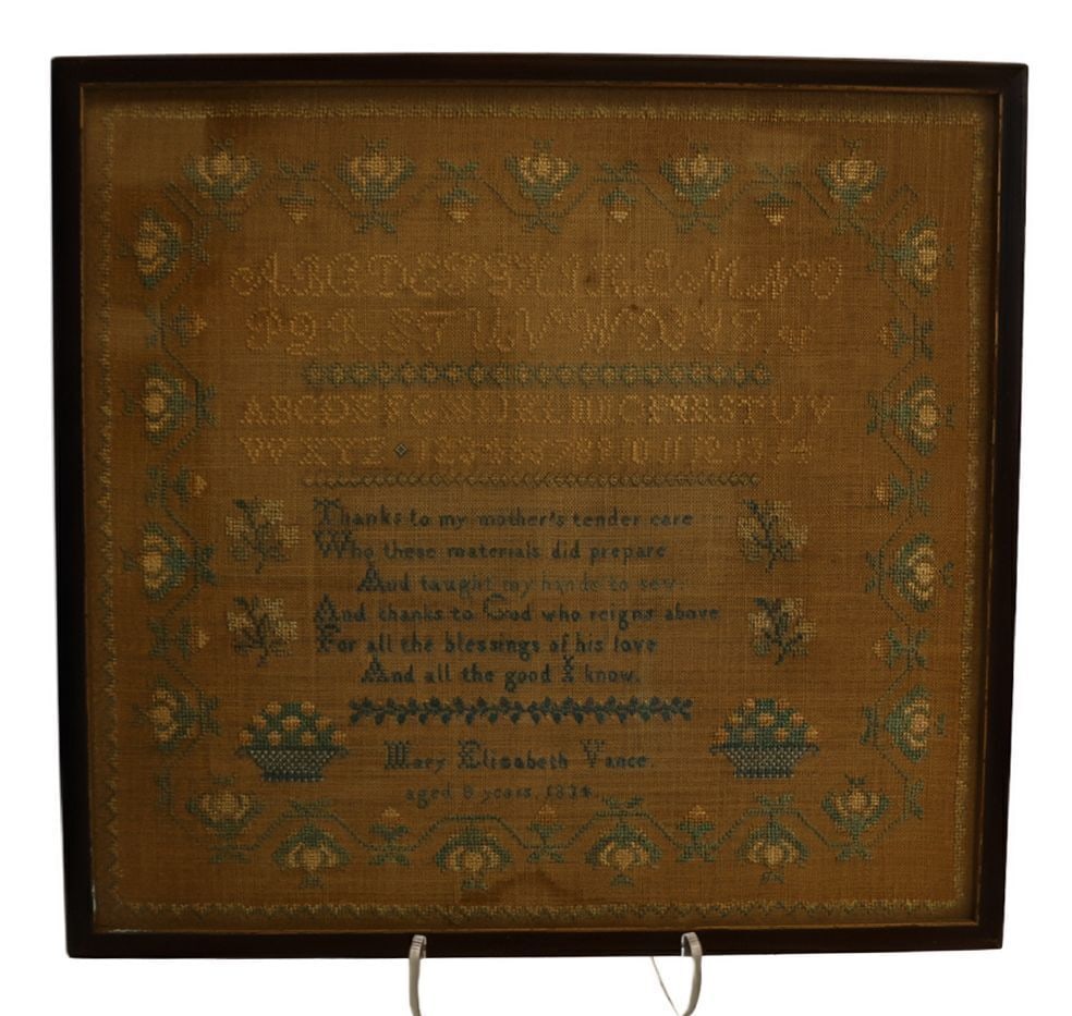 Needlework Sampler - Mary Elizabeth Vance, 1834 (1 of 1)