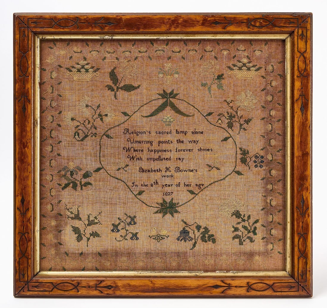 Needlework Sampler - Elizabeth H. Bowne, 1827 (1 of 1)
