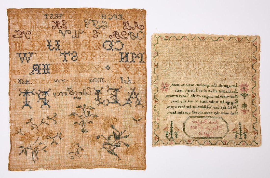 Two Unframed Needlework Samplers - 2