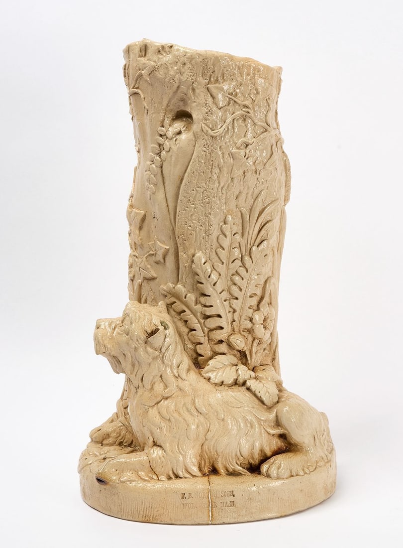 F. B. Norton Stump Umbrella Stand with Terrier - 2