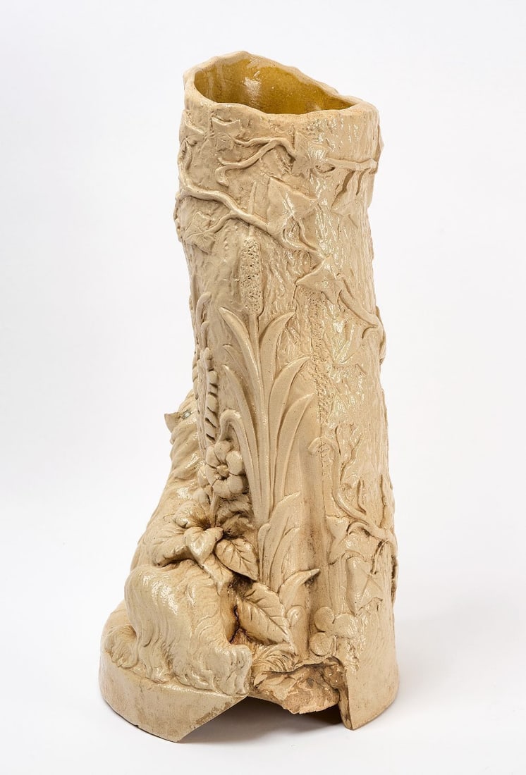 F. B. Norton Stump Umbrella Stand with Terrier - 4